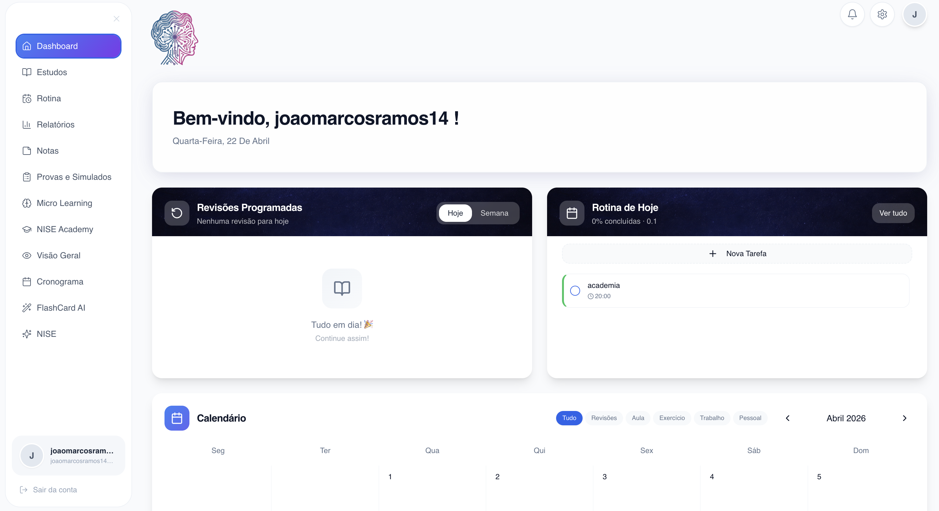 Dashboard de cronograma NISE